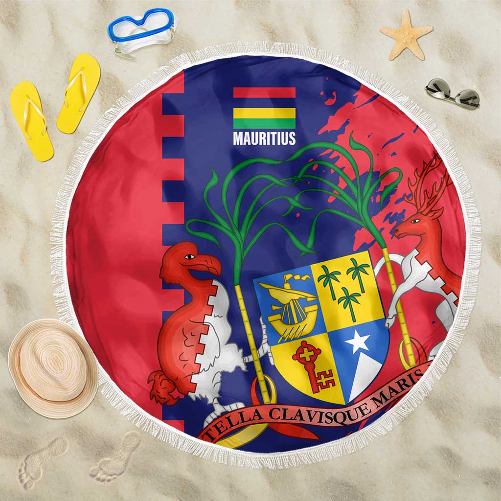 Mauritius Beach Blanket National Emblem Integrated with Country's Shape – Symbolic Design