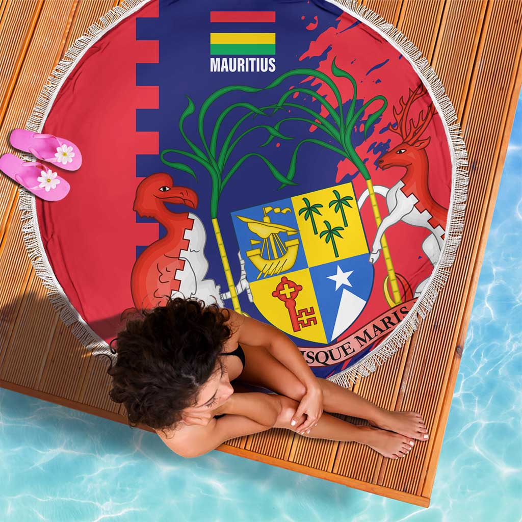 Mauritius Beach Blanket National Emblem Integrated with Country's Shape – Symbolic Design