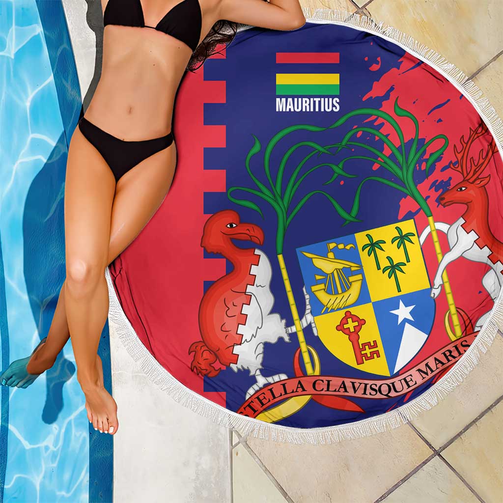 Mauritius Beach Blanket National Emblem Integrated with Country's Shape – Symbolic Design