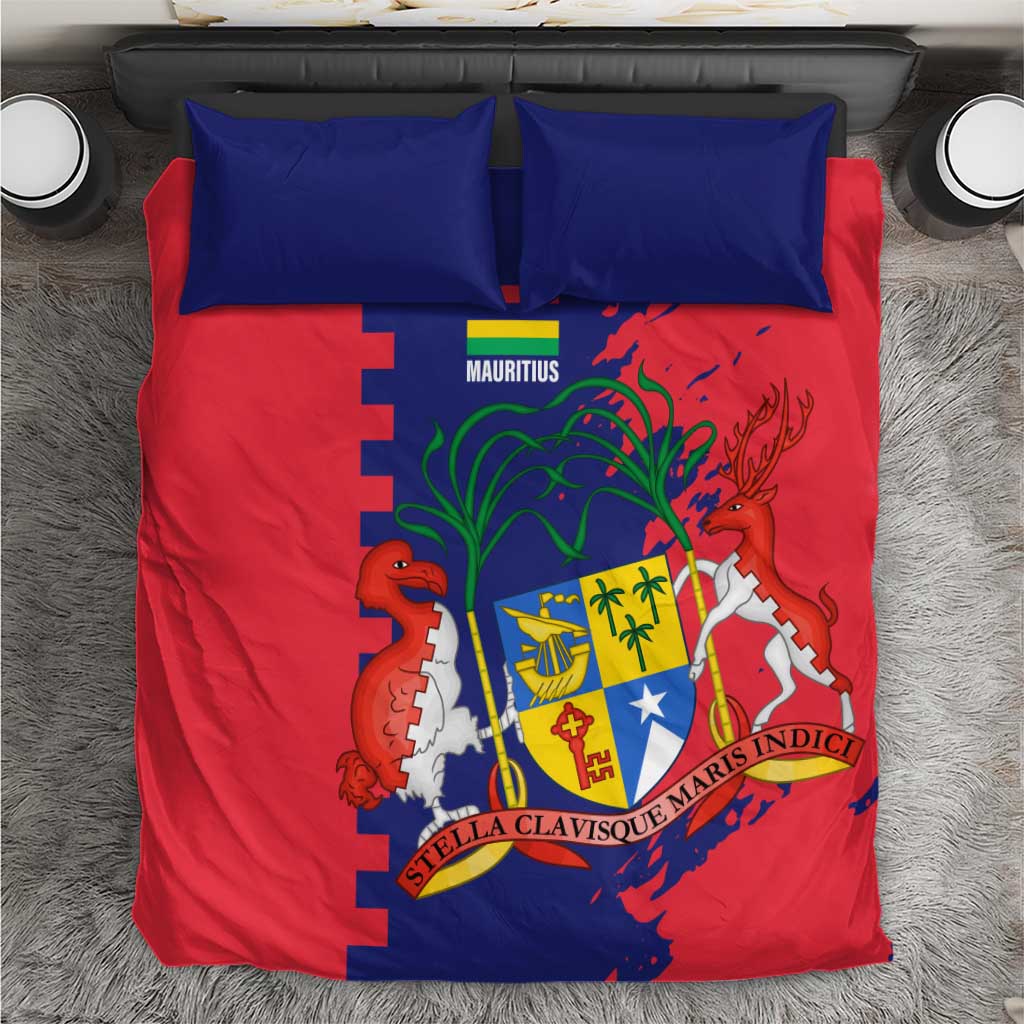 Mauritius Bedding Set National Emblem Integrated with Country's Shape – Symbolic Design