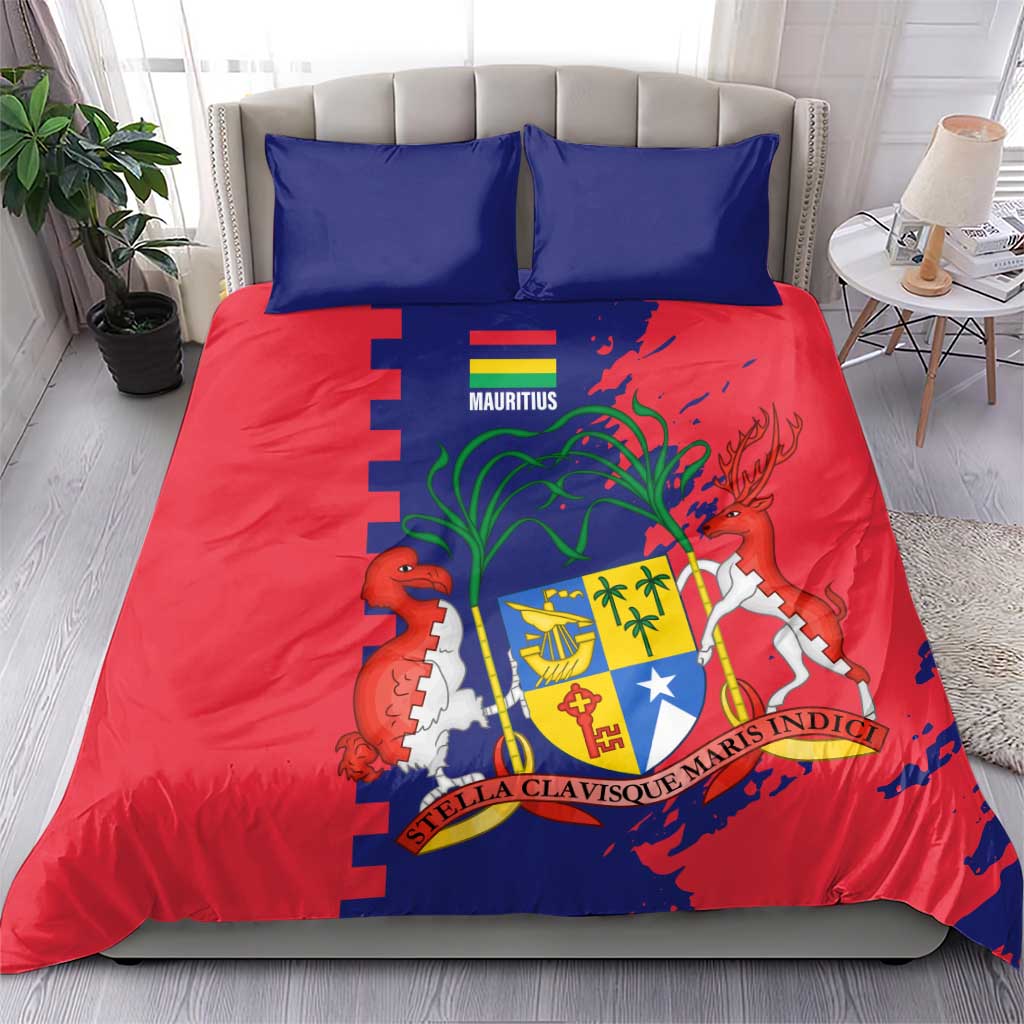 Mauritius Bedding Set National Emblem Integrated with Country's Shape – Symbolic Design