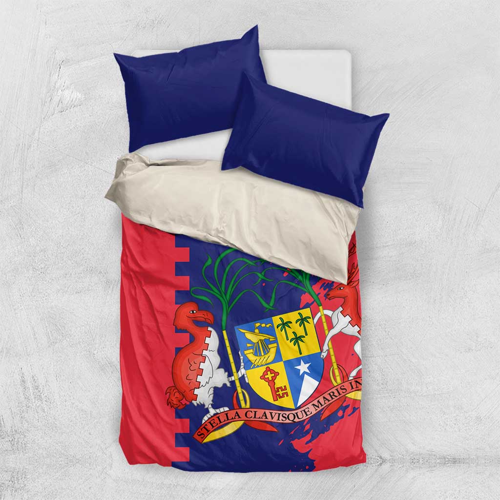 Mauritius Bedding Set National Emblem Integrated with Country's Shape – Symbolic Design