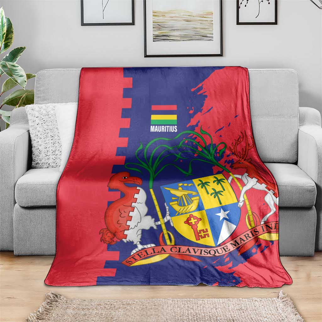 Mauritius Blanket National Emblem Integrated with Country's Shape – Symbolic Design