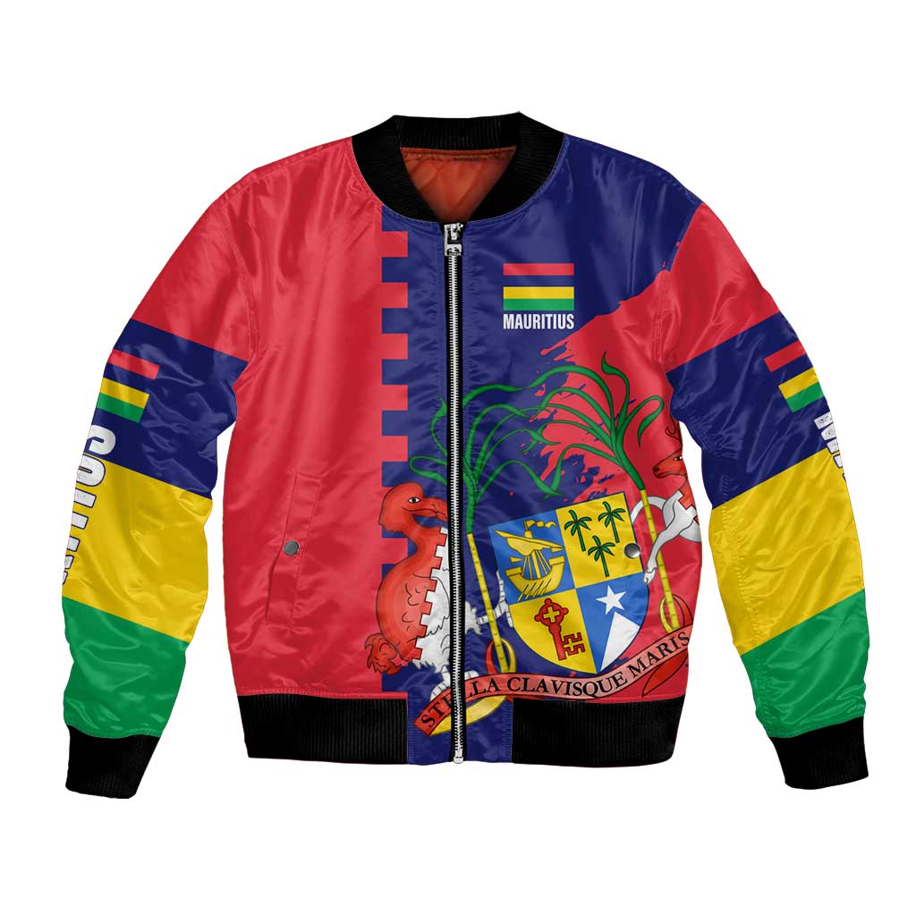 Mauritius Bomber Jacket National Emblem Integrated with Country's Shape – Symbolic Design