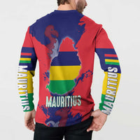 Mauritius Button Sweatshirt National Emblem Integrated with Country's Shape – Symbolic Design