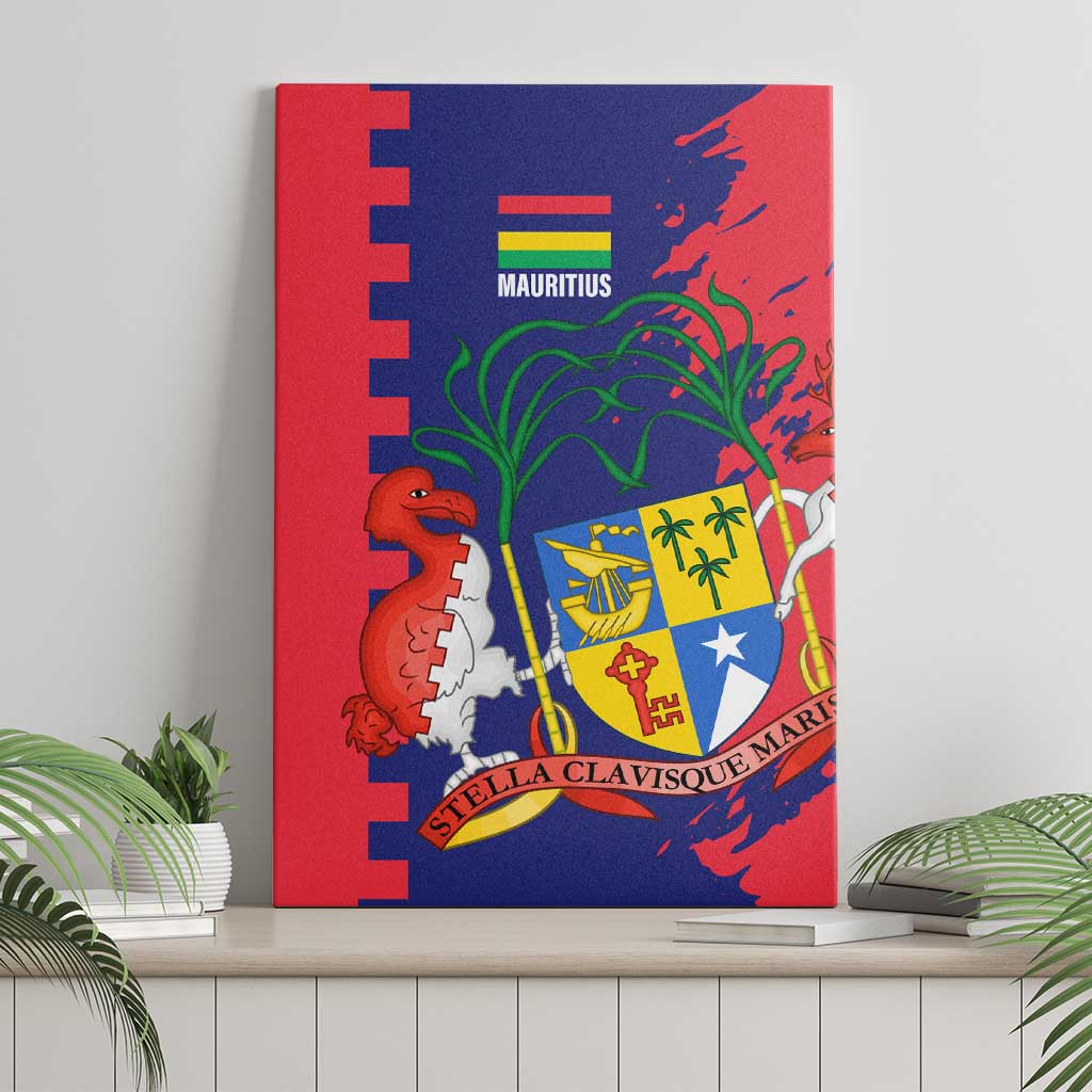 Mauritius Canvas Wall Art National Emblem Integrated with Country's Shape – Symbolic Design