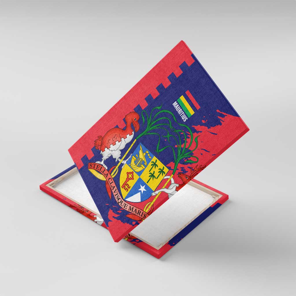 Mauritius Canvas Wall Art National Emblem Integrated with Country's Shape – Symbolic Design