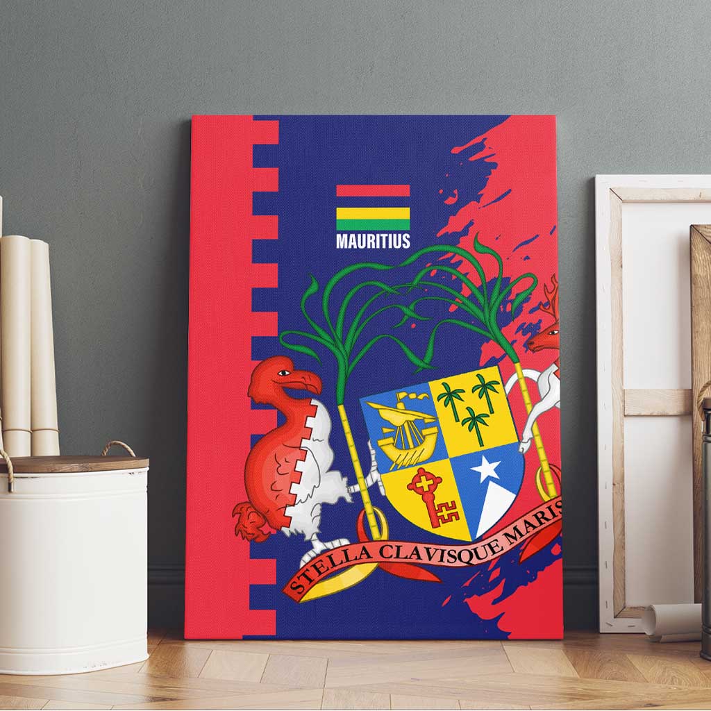 Mauritius Canvas Wall Art National Emblem Integrated with Country's Shape – Symbolic Design