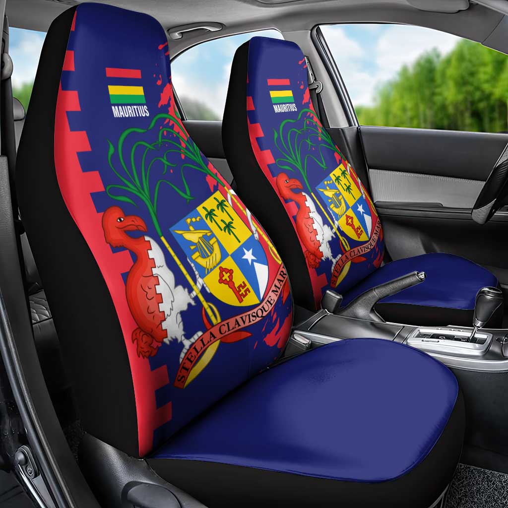 Mauritius Car Seat Cover National Emblem Integrated with Country's Shape – Symbolic Design
