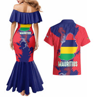 Mauritius Couples Matching Mermaid Dress and Hawaiian Shirt National Emblem Integrated with Country's Shape – Symbolic Design