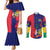 Mauritius Couples Matching Mermaid Dress and Long Sleeve Button Shirt National Emblem Integrated with Country's Shape – Symbolic Design