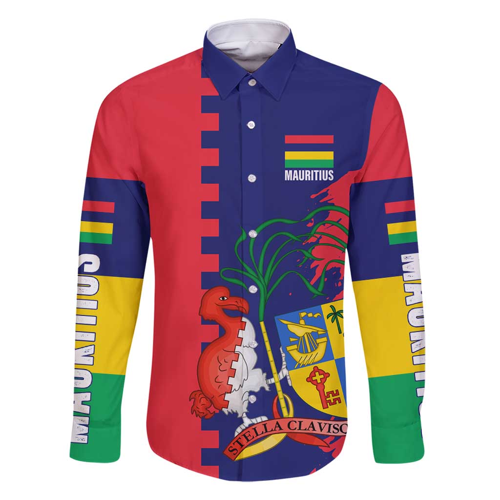 Mauritius Family Matching Long Sleeve Bodycon Dress and Hawaiian Shirt National Emblem Integrated with Country's Shape – Symbolic Design