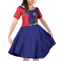 Mauritius Family Matching Off Shoulder Short Dress and Hawaiian Shirt National Emblem Integrated with Country's Shape – Symbolic Design