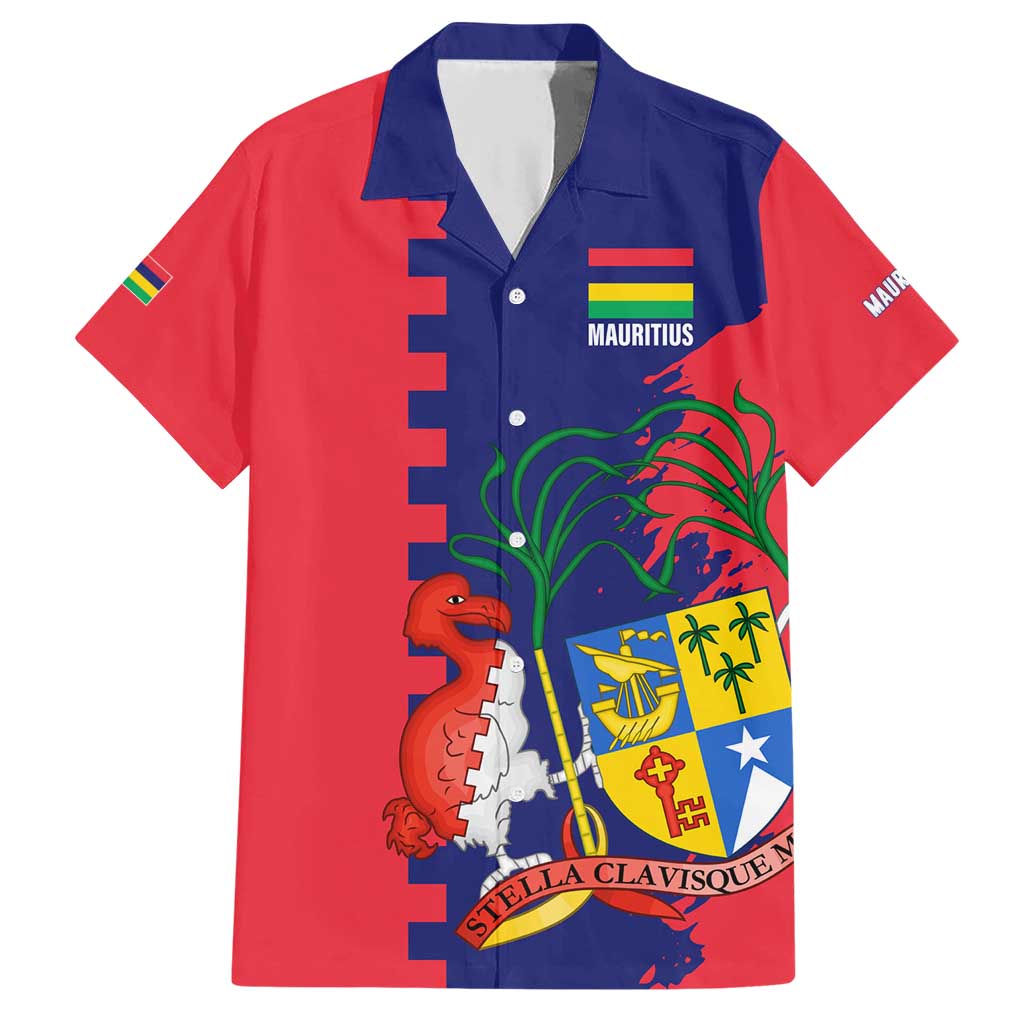 Mauritius Family Matching Short Sleeve Bodycon Dress and Hawaiian Shirt National Emblem Integrated with Country's Shape – Symbolic Design
