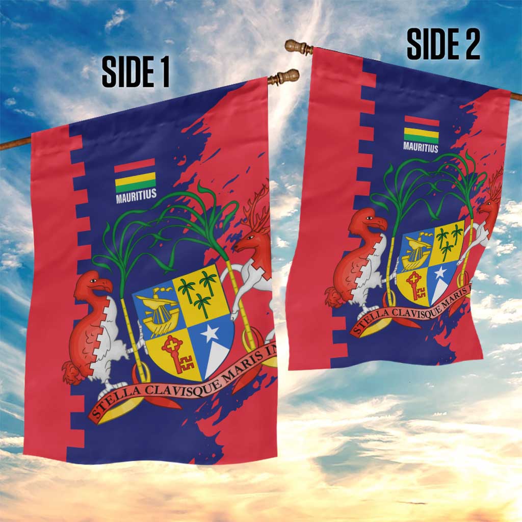 Mauritius Garden Flag National Emblem Integrated with Country's Shape – Symbolic Design