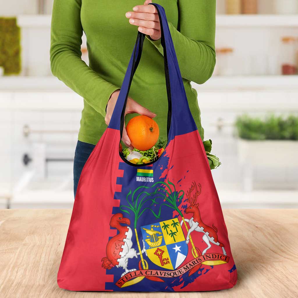 Mauritius Grocery Bag National Emblem Integrated with Country's Shape – Symbolic Design