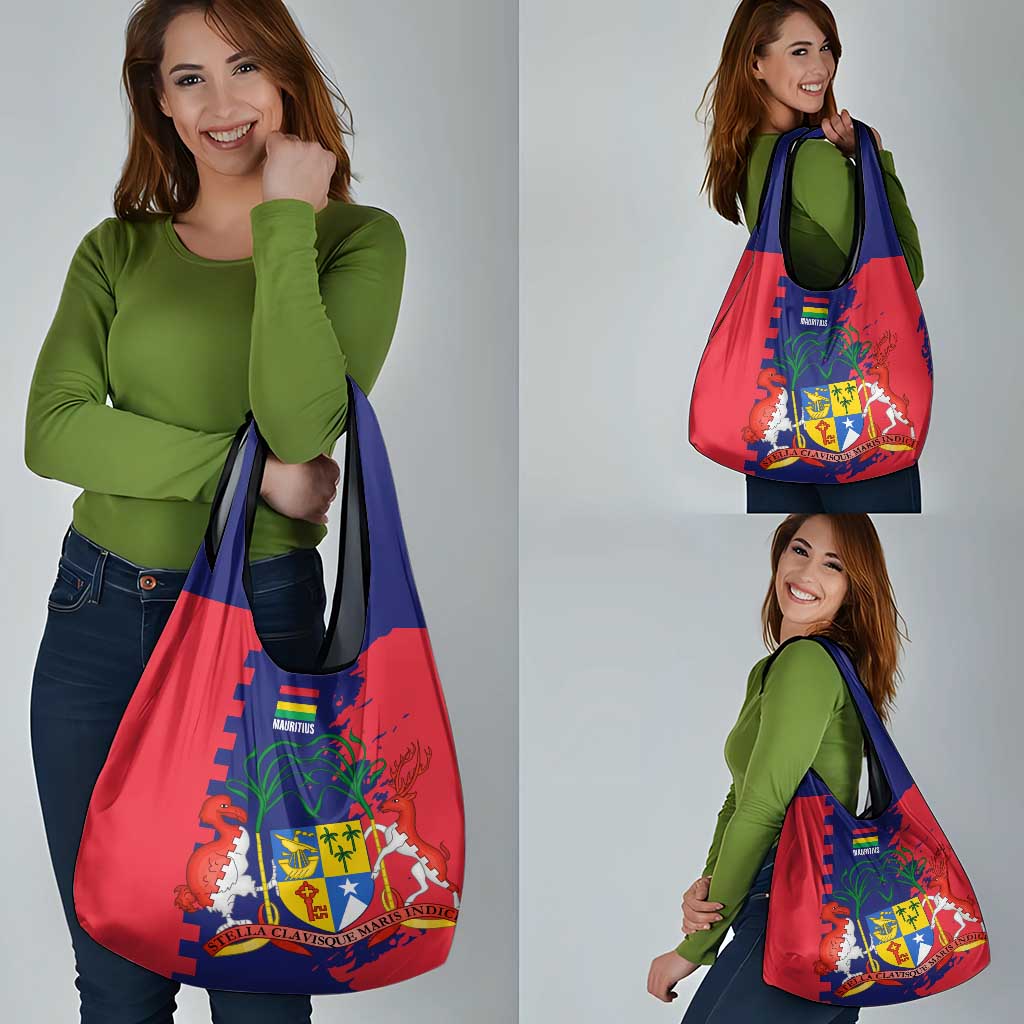 Mauritius Grocery Bag National Emblem Integrated with Country's Shape – Symbolic Design