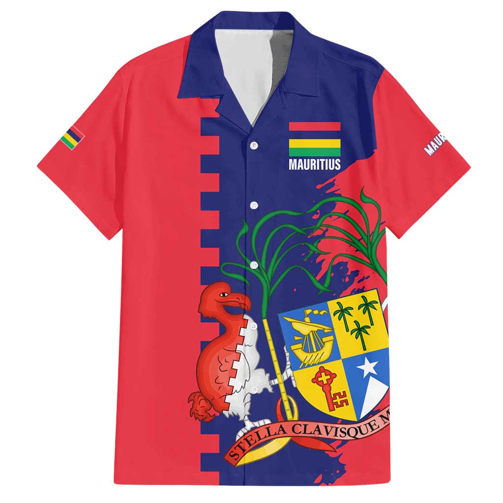 Mauritius Hawaiian Shirt National Emblem Integrated with Country's Shape – Symbolic Design
