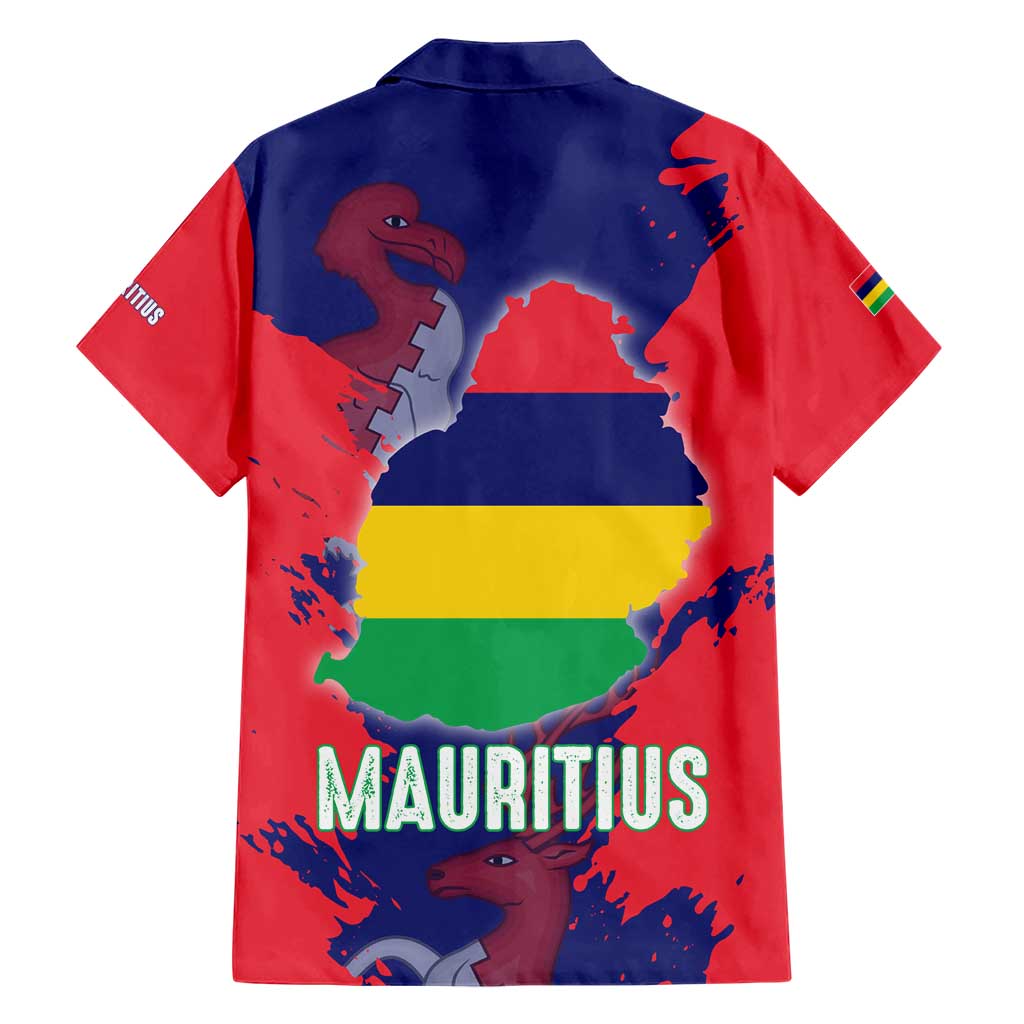 Mauritius Hawaiian Shirt National Emblem Integrated with Country's Shape – Symbolic Design