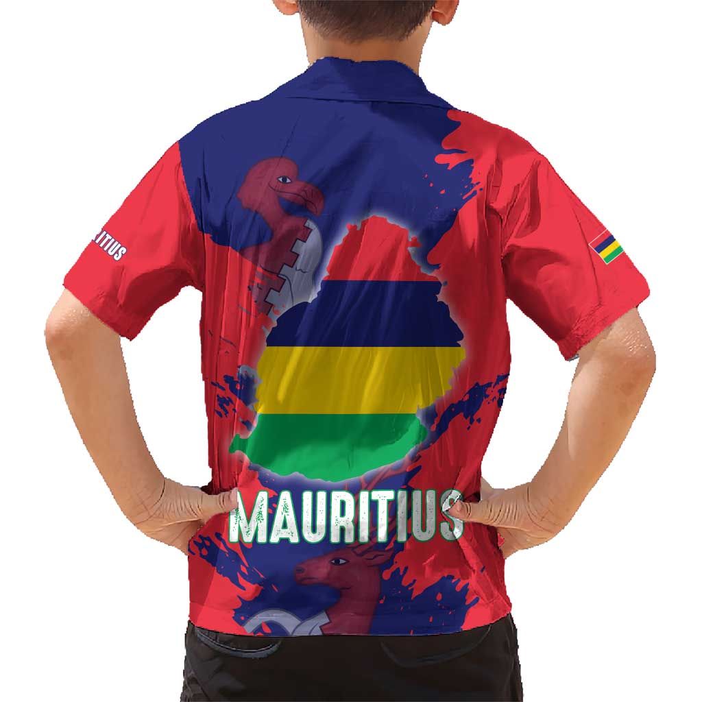 Mauritius Hawaiian Shirt National Emblem Integrated with Country's Shape – Symbolic Design