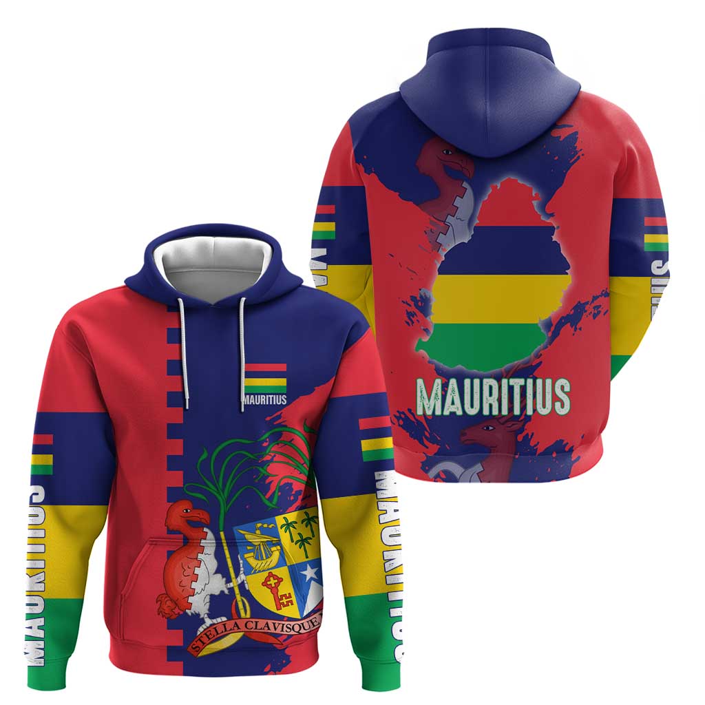 Mauritius Hoodie National Emblem Integrated with Country's Shape – Symbolic Design