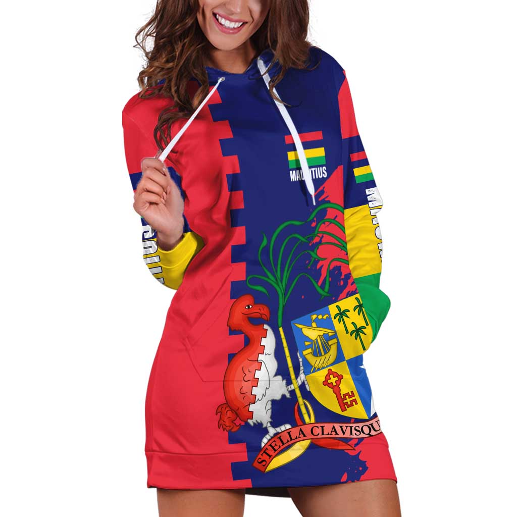 Mauritius Hoodie Dress National Emblem Integrated with Country's Shape – Symbolic Design