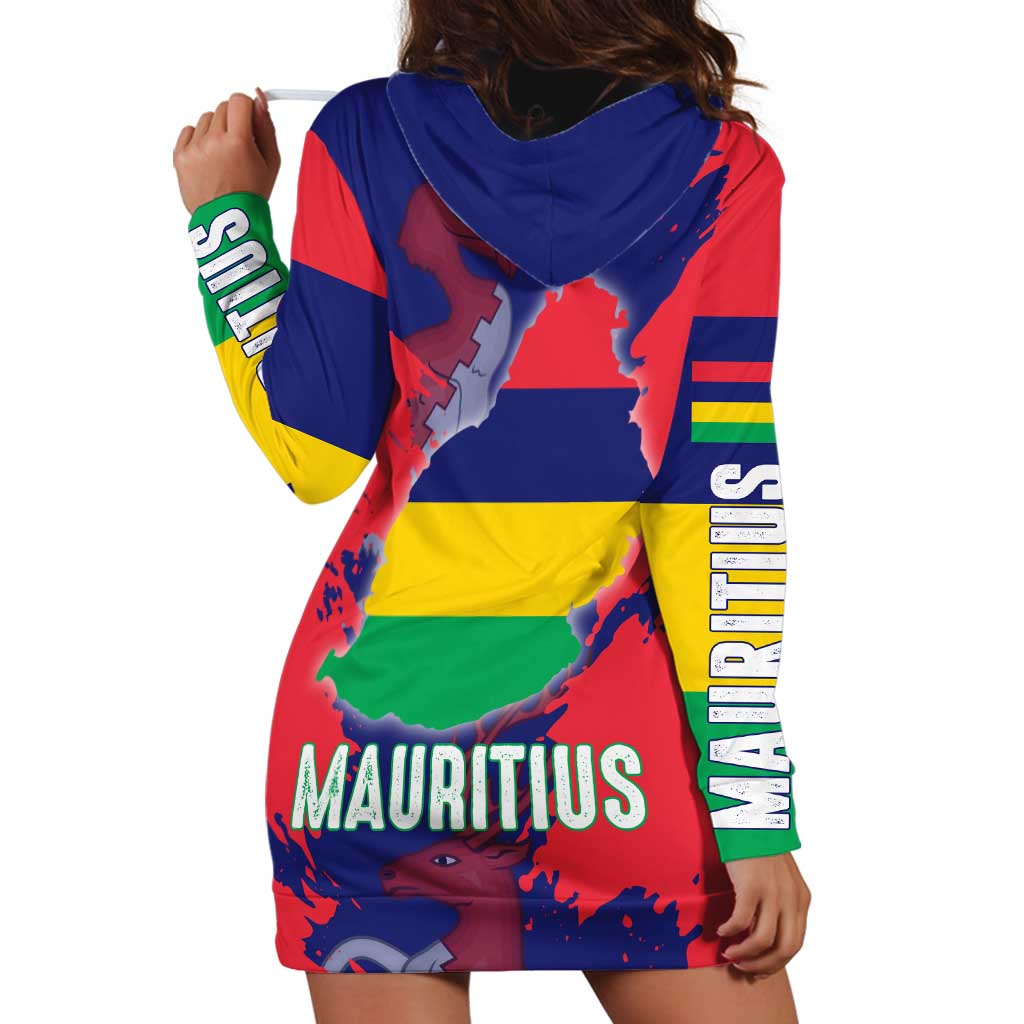 Mauritius Hoodie Dress National Emblem Integrated with Country's Shape – Symbolic Design