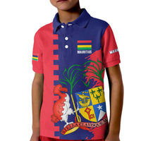 Mauritius Kid Polo Shirt National Emblem Integrated with Country's Shape – Symbolic Design