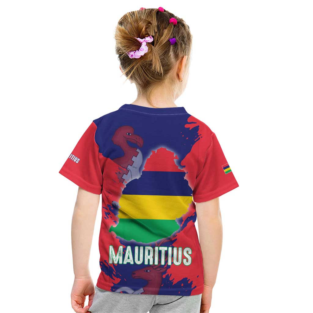 Mauritius Kid T Shirt National Emblem Integrated with Country's Shape – Symbolic Design