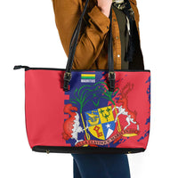 Mauritius Leather Tote Bag National Emblem Integrated with Country's Shape – Symbolic Design