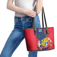 Mauritius Leather Tote Bag National Emblem Integrated with Country's Shape – Symbolic Design