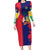 Mauritius Long Sleeve Bodycon Dress National Emblem Integrated with Country's Shape – Symbolic Design