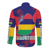 Mauritius Long Sleeve Button Shirt National Emblem Integrated with Country's Shape – Symbolic Design