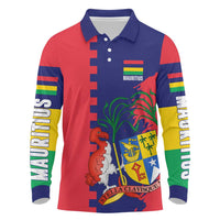 Mauritius Long Sleeve Polo Shirt National Emblem Integrated with Country's Shape – Symbolic Design