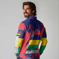 Mauritius Long Sleeve Polo Shirt National Emblem Integrated with Country's Shape – Symbolic Design