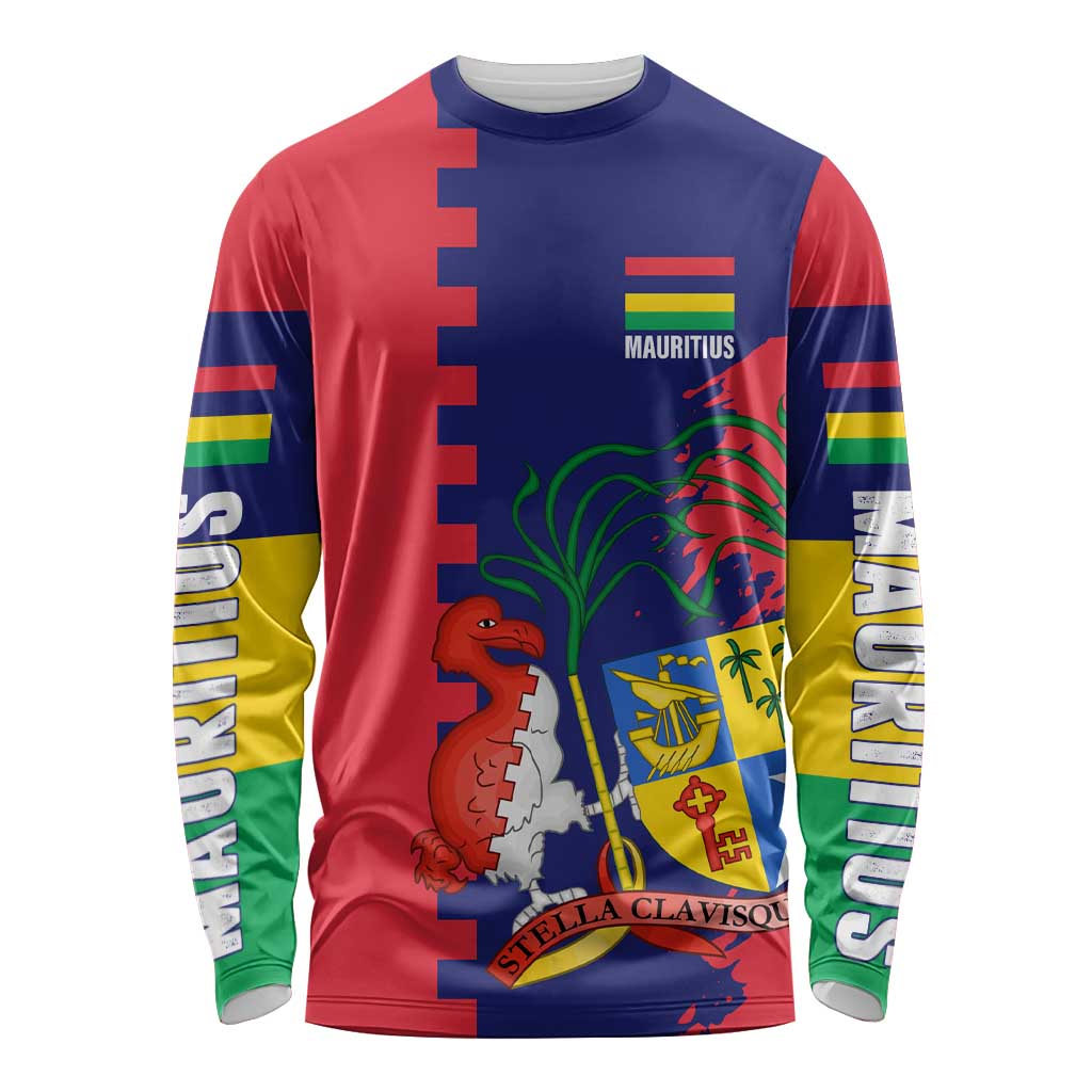 Mauritius Long Sleeve Shirt National Emblem Integrated with Country's Shape – Symbolic Design