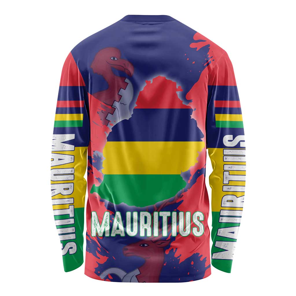 Mauritius Long Sleeve Shirt National Emblem Integrated with Country's Shape – Symbolic Design