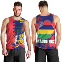 Mauritius Men Tank Top National Emblem Integrated with Country's Shape – Symbolic Design