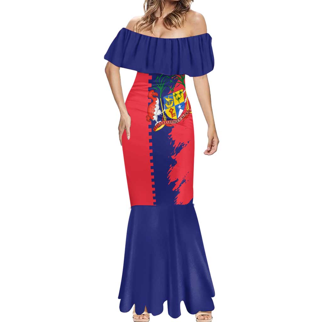 Mauritius Mermaid Dress National Emblem Integrated with Country's Shape – Symbolic Design