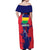 Mauritius Off Shoulder Maxi Dress National Emblem Integrated with Country's Shape – Symbolic Design