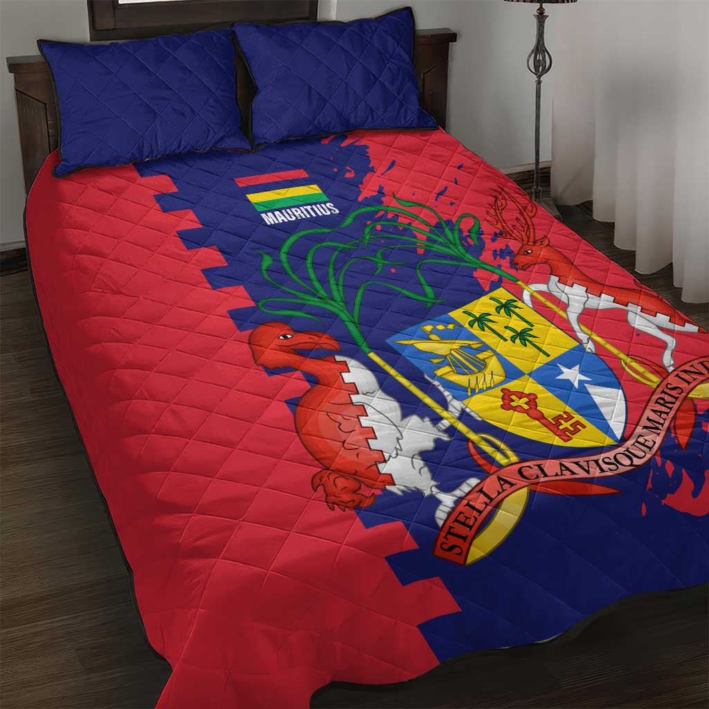 Mauritius Quilt Bed Set National Emblem Integrated with Country's Shape – Symbolic Design