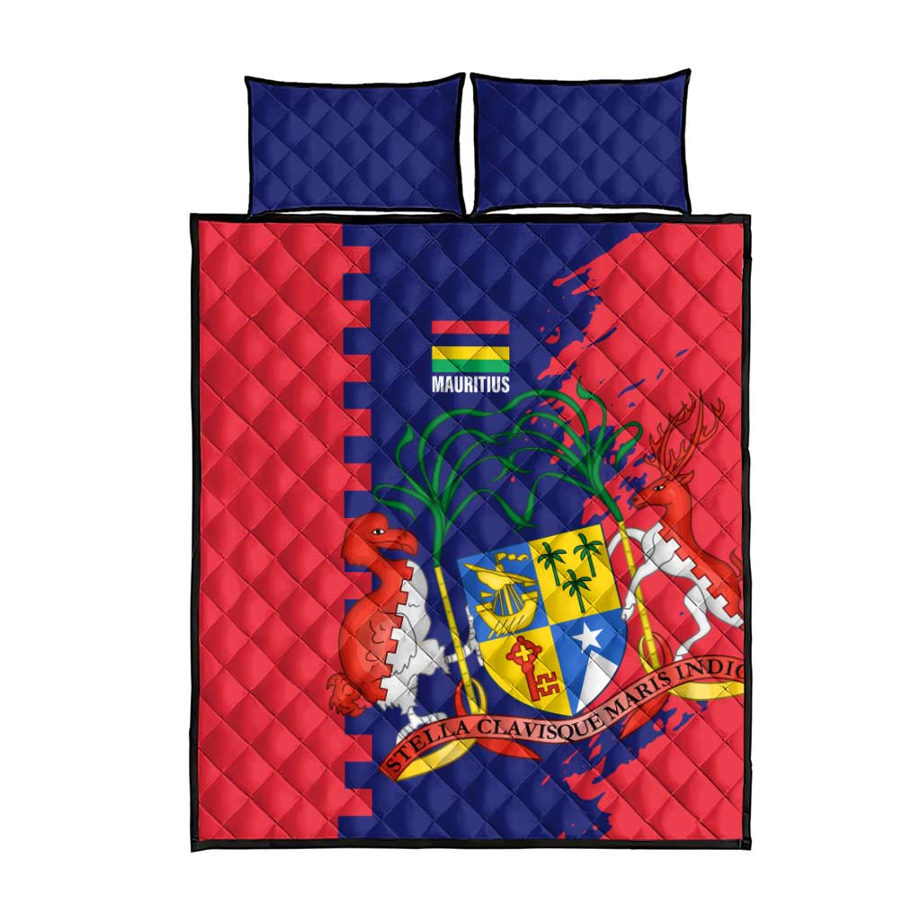 Mauritius Quilt Bed Set National Emblem Integrated with Country's Shape – Symbolic Design