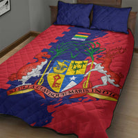 Mauritius Quilt Bed Set National Emblem Integrated with Country's Shape – Symbolic Design