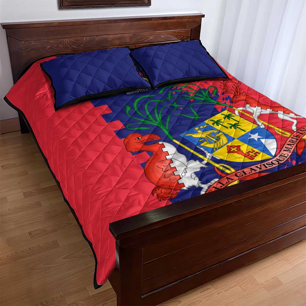 Mauritius Quilt Bed Set National Emblem Integrated with Country's Shape – Symbolic Design