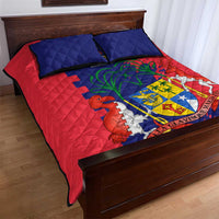Mauritius Quilt Bed Set National Emblem Integrated with Country's Shape – Symbolic Design