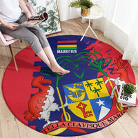 Mauritius Round Carpet National Emblem Integrated with Country's Shape – Symbolic Design