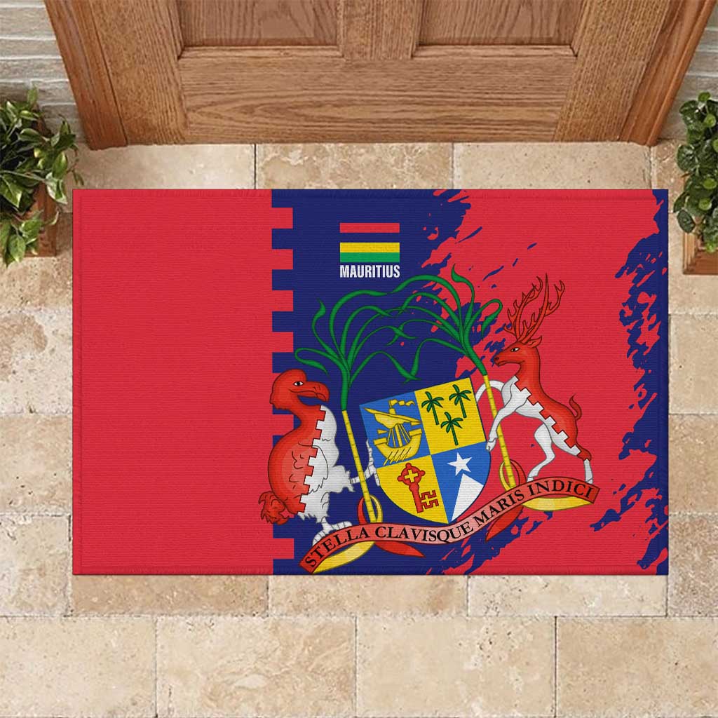 Mauritius Rubber Doormat National Emblem Integrated with Country's Shape – Symbolic Design