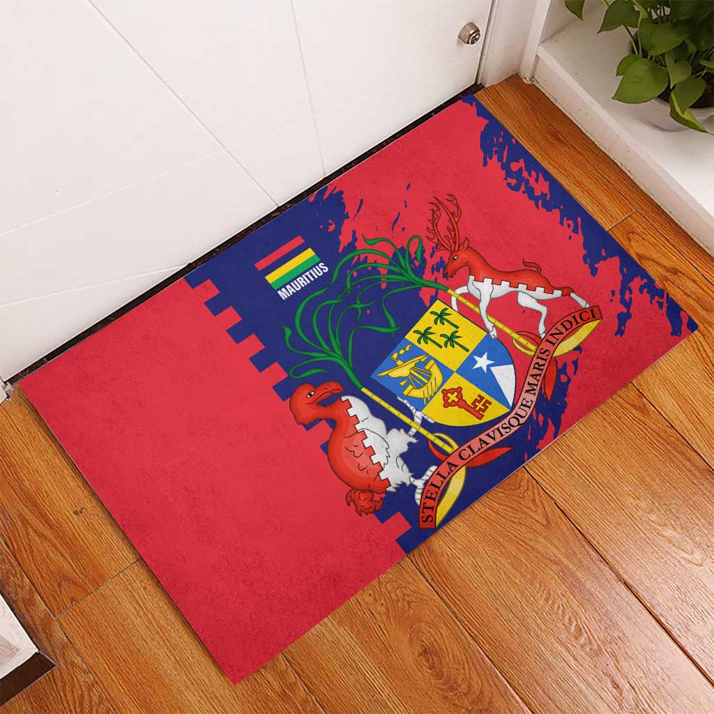 Mauritius Rubber Doormat National Emblem Integrated with Country's Shape – Symbolic Design