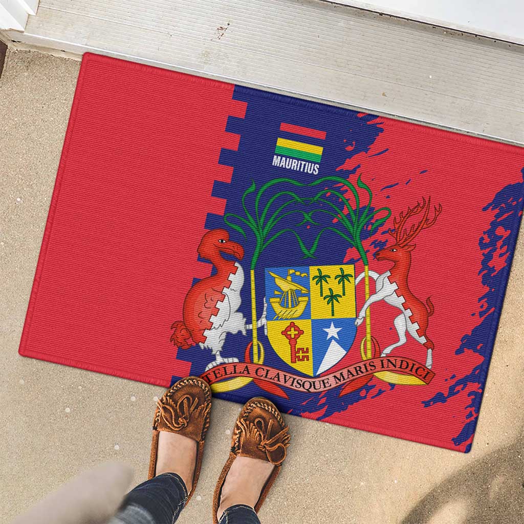 Mauritius Rubber Doormat National Emblem Integrated with Country's Shape – Symbolic Design
