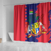 Mauritius Shower Curtain National Emblem Integrated with Country's Shape – Symbolic Design